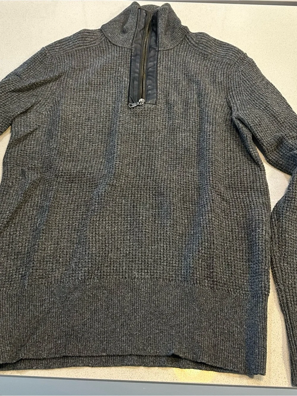 Banana Republic Men's Charcoal Zip-Neck Sweater